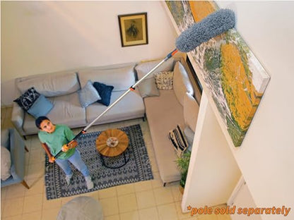 Microfiber Feather Duster // Flexible Feather Duster Brush Head with Hand-Grip // Fits All Extension Poles with Standard US Acme Thread // Best Flex-and-Stay Feather Duster (Pole Sold Separately)