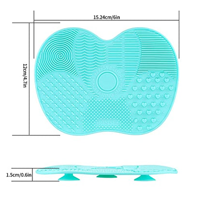 4 Pcs Silicone Make Up Brush Cleaning Mat, Makeup Brush Cleaner Mats, Cosmetic Cleaning Pads, Portable Washing Tool with Suction Cup for Makeup Cosmetic Brushes - color: Green + Purple and Pink + Red