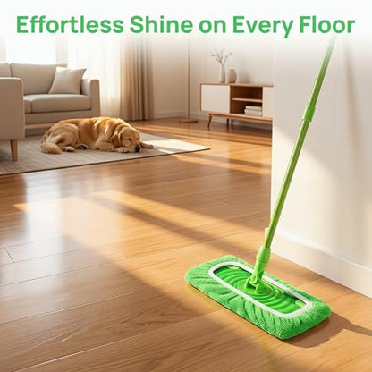12Pack Reusable Coral Fleece Mop Pads Compatible with Swiffer Sweeper and All 10-12 Inch Flat Mops - Machine Washable Wet Dry Floor Cleaning Pads for Hardwood Laminate Tile Marble