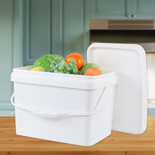 4 Packs 5 Gallon Plastic Food Storage Bucket with Lid, Airtight Plastic Buckets with Handles, White - size: 5 Gallon