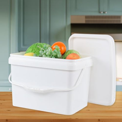 4 Packs 5 Gallon Plastic Food Storage Bucket with Lid, Airtight Plastic Buckets with Handles, White - size: 5 Gallon
