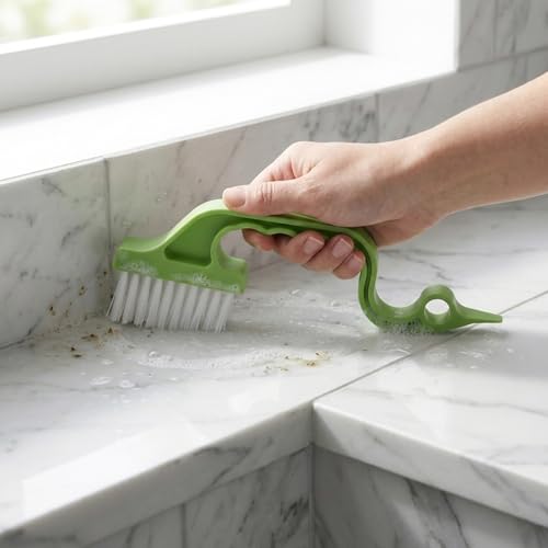 Window Track Cleaning Brush Set, 3 Pack Crevice & Groove Cleaner with 2-in-1 Brush and Built-in Scraper, Multipurpose Window Track Cleaning Tools for Sliding Door Tracks, Blinds, Gaps