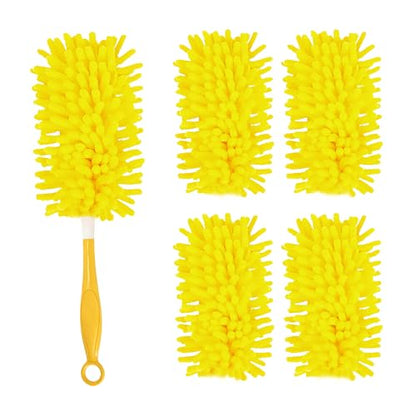 Reusable Duster Refill Compatible with Swiffer, Washable 360 Heavy Duty Duster Refills, Microfiber Dusters Refills for Swiffer Extended Duster, 4 Pack (Handle is Not Included) - color: 4 Pack (Yellow)