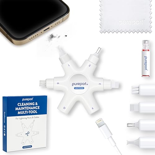 pureport Cleaning Kit for iPhone | The Original Phone Cleaner Multi-Tool | Compatible with iPhone & iPad | Repair & Restore Charging Ports, Lightning Cables & Connectors | As Seen on USA Today - color: For iPhone/iPad Lightning Connector (White)