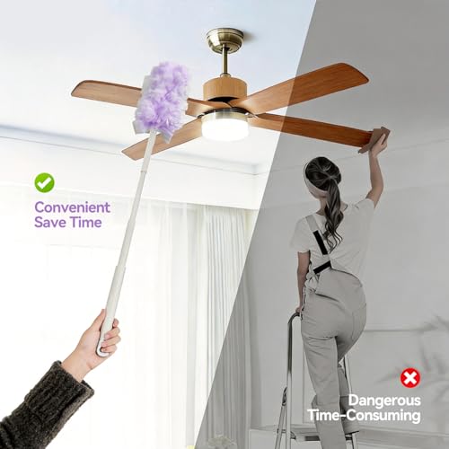 3 ft Extendable Handle with 30 Count Duster Refills, Long Handle Heavy Duty Microfiber Feather Duster, Disposable Multi Surface Duster Kit for Ceiling Fans, Vents and Hard to Reach Places - color: 1 Extendable Handle + 30 Refills