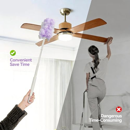 3 ft Extendable Handle with 30 Count Duster Refills, Long Handle Heavy Duty Microfiber Feather Duster, Disposable Multi Surface Duster Kit for Ceiling Fans, Vents and Hard to Reach Places - color: 1 Extendable Handle + 30 Refills