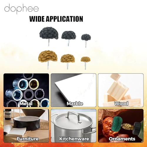 dophee 6Pcs Scouring Pads Non Woven Abrasive Drill Polishing Cleaning Kit 1/4" Shank Half Ball Shape Buffing Wheel, 3 240# Yellow and 3 800# Grey - style: 240# 800#