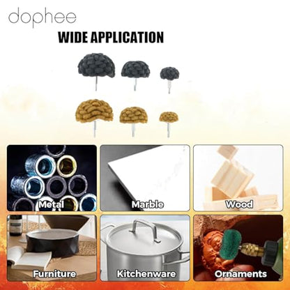 dophee 6Pcs Scouring Pads Non Woven Abrasive Drill Polishing Cleaning Kit 1/4" Shank Half Ball Shape Buffing Wheel, 3 240# Yellow and 3 800# Grey - style: 240# 800#