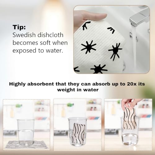 6 Pack Swedish Dishcloths for Kitchen, Reusable Soft Kitchen Towels Dish Cloths Set, No Odor Dish Cloths for Kitchen Dish Washing, Eco-Friendly Home Cleaning - color: Multi 1515