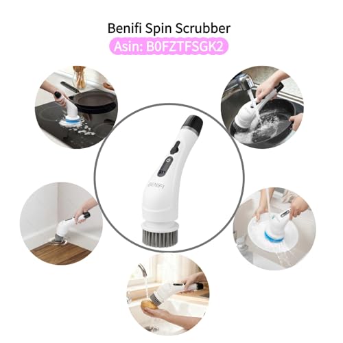Electric Spin Scrubber Brush Set, Full-Body IPX7 Waterproof Cordless Electric Spin Brush with Power LCD Display, Cordless Electric Bathroom Cleaning Brush with 8 Brush Heads - size: Brushes