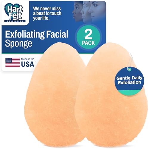 HartFelt 2ct Tear Drop Gentle Face Scrubber for Women | Reusable Facial Sponges for Daily Cleansing | Facial Exfoliating Pads for Removing Dead Skin, Dirt & Makeup | Made in USA - color: Gentle - Peach, size: 1 Count (Pack of 2)