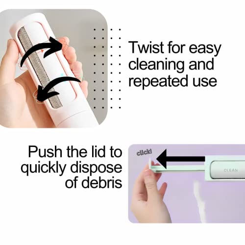 Clean - Reusable Pet Hair Lint Roller - Portable, Light, and Clean for Fur Remover Tool for Furniture, Couch, Home, Car, and Clothes - Removes Dust, Fuzz, and Pet Fur - Pink