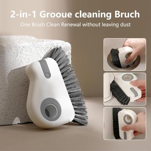 2-in-1 Groove Cleaning Brush with Hidden Scraper, Window Track Cleaner Brush, Crevice Cleaning Tool for Sliding Door Tracks, Window Sills, Narrow Gaps, Kitchen & Bathroom Cleaning (2 PCS) - color: 2 Pcs