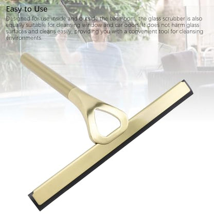 Shower Squeegee for Glass Doors, 304 Stainless Steel Silicone Window Squeegee Bathroom Cleaner Tool Shower Glass Squeegee Shower Door with Hooks for Window Cleaning (Gold) - size: Gold