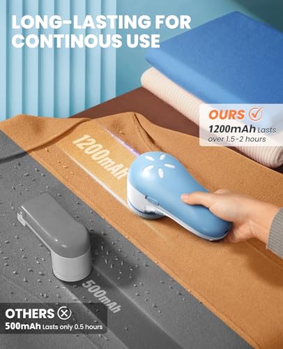 POPCHOSE Fabric Shaver, Lint Remover for Clothes, Electric Lint Shaver with 6-Leaf Blades, Sweater Shavers to Remove Pilling for Clothing, Couch, Furniture, Fuzz, Lint Ball, Bobbles, Light Blue - color: Light Blue