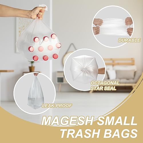 Magesh 12-13 Gallon Trash Bag Strong, Leakage-Free, Medium Garbage Bags Unscented Thick for Office, Kitchen Small Trash Can, 80L, 105 Bags, Clear - style: 13G Transparent 105