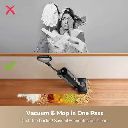 DREAME H12 Pro Gen2 Vacuum Mop, 0 Tangle Wet Dry Vacuum Cleaner, Cordless Vacuum Mop All-in-One for Hard Floors, 180° Lie-Flat Floor Cleaner Machine with 194°F Hot Self-Cleaning, 50Mins Runtime