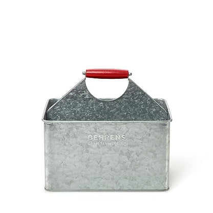 Rectangular Patitioned Cleaning Cadding – Galvanized with red Handle