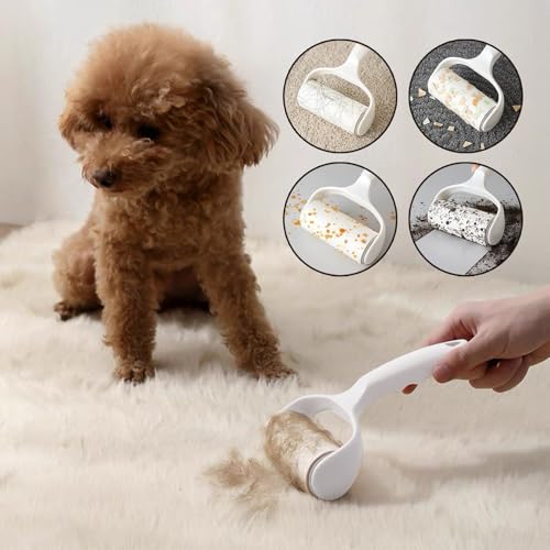 One Daisy White Adhesive Bristle Roller Brush, Removable Paper, Used for Brushing Floors, Sweeping Dust, Removing Hair, Cleaning Rooms, with Four Brush Cartridges - color: White