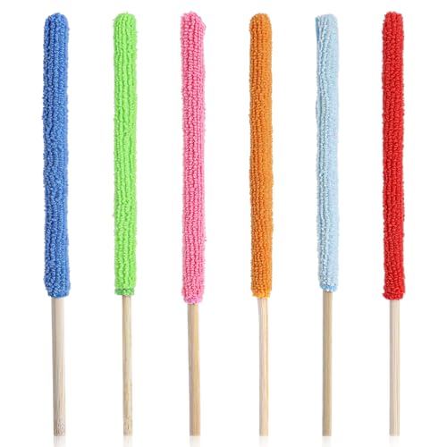 6 Pcs Microfiber Detail Duster Sticks Fan Cleaning Brush Fan Blade Cleaner Crevice Cleaning Tool Mini Split Cleaning Kit Car Air Vent Cleaner Fan Clean Brush for Home Car Window Blind