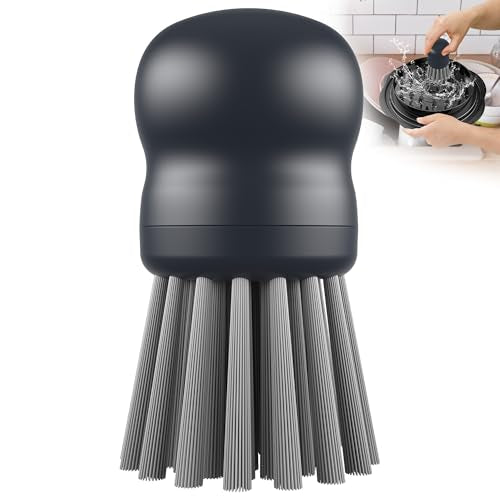 Mini Dish Brush for Cleaning Chicken Shredder, Palm Brush Dish Scrubber with Ergonomic Grip, Kitchen Brush for Washing Dishes, Pans, Pots, Sink (1, Gray) - color: Gray