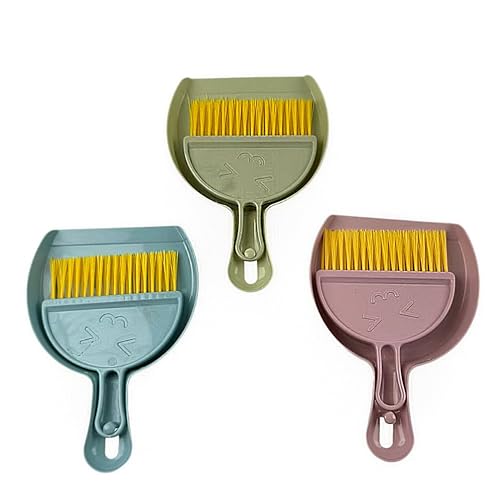 3PCS Hand Broom and Dustpan Set Mini Household Cleaning Tool Small Broom and Dustpan Set Soft Bristle Dust Pan and Brush Set for Home, Car, Table and Kids Cleaning