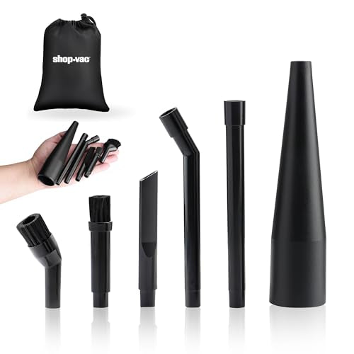 Shop-Vac Micro Cleaning Nozzle Kit, 1-1/4" Detailed-Cleaning Attachments for Compact Wet Dry Shop Vacuum, Storage Bag Included, 6 Pieces
