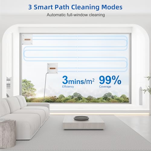 Lcoco&Dream GLE 350 Window Cleaning Robot with 2-Nozzle Dual Spray, Smart Path Planning & Cleaning Modess, Remote Control Smart Window Robot for High-Rise Windows, Mirrors & Glass Doors & Marble