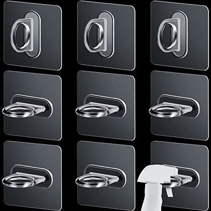 Bucherry 14 Pcs Spray Bottle Holder Spray Bottle Hanger Adhesive Clear Hooks Shower Curtain Rod Holder Wall Mount Utility Hooks Decorative Shower Curtain for Kitchen Home Bathroom Accessories