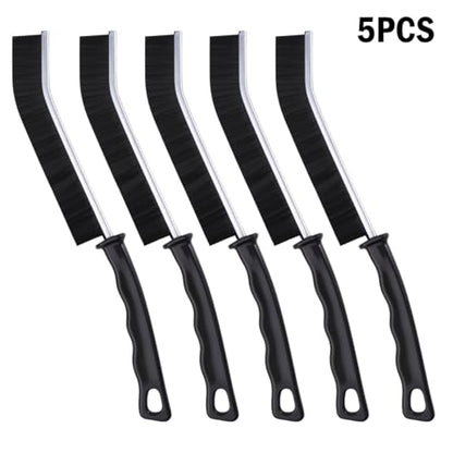 5Pcs 9inch Crevice Cleaning Brushes - Thin Gap Hard Bristle Scrub Brush for Grout, Tile, Bathroom, Kitchen, Faucets - Tough Scraper for Car Detailing, Stove, Oven (Multi-Surface Use) - color: Black