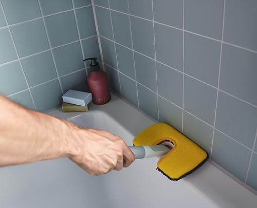 Joseph Joseph CleanTech 2-in-1 Bathroom Tub Shower Cleaning Scrubber with Microfiber pad and Abrasive Scouring Pads - style: Surface Scrubber
