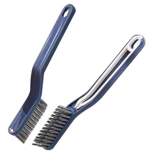 FRCOLOR 2pcs Crevice Cleaning Brush and Bathroom Scrub Brush with Hard Bristles Long Handle for Deep Corner and Floor Cleaning in Kitchen Toilet Bathtub and Wall Corners