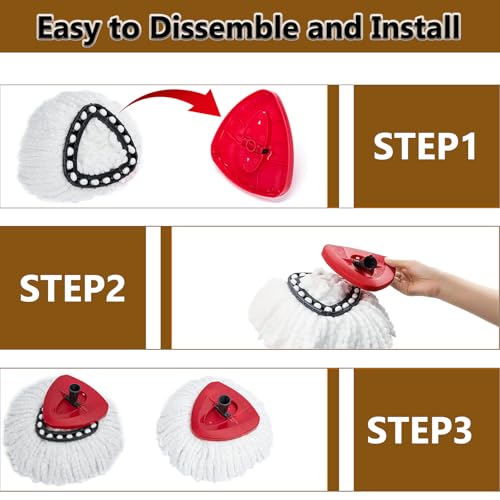 20Pack Spin Mop Replacement Heads,100% Microfiber Mop Head Replacement Compatible with Triangle Spin Mop, Easywring 1-Tank System, Easy Cleaning, Microfiber, Machine Washable - size: 20Pack