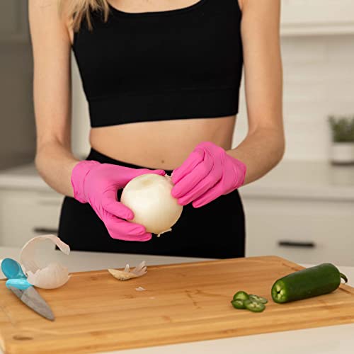 FRAMAR Pink Gloves Disposable Latex Free XL – Pink Nitrile Gloves xl, Nitrile Disposable Glove, Powder Free, For Hair Dye, Salon, Cleaning, Tattoo, Food Prep, Extra Durable – 100 Pack - size: X-Large