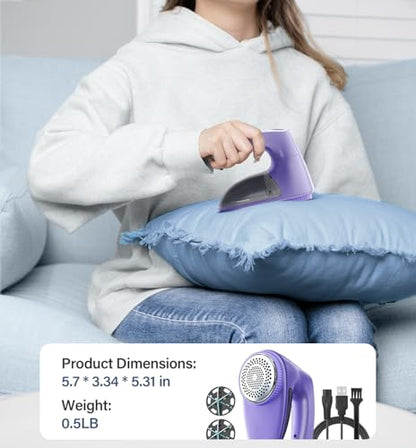 Bymore Fabric Shaver, Lint Shaver for Clothing Furniture Shaver, Sweater Defuzzer Pill Remover Shaver, Lint Remover for Clothing Fuzz-Dark Purple - color: Dark Purple
