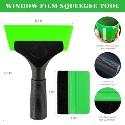 Yourkar 4 PCS Window Tint Kit Tools, Professional Vinyl Wrap Kit with Plastic Squeegee & Felt Squeegee, Universal Privacy Film Installation Tint Tools for Vehicle Glass Home (Green) - color: Green, 4 Pcs