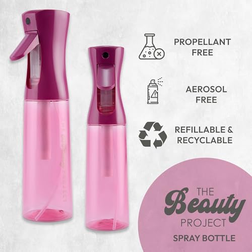 Spray Bottle Mister for Hair - Continuous Mister, Fine Water Mist, Trusted by Professional Salons & Barbers, 10.1oz - Clear Bottle (Fuscia) - color: Fuscia