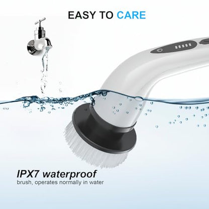 Electric Spin Scrubber, Cordless Shower Cleaner Brush with Adjustable Extension, 4 Replaceable Cleaning Heads, Power Shower Scrubber for Bathroom, Tub, Tile, Floor