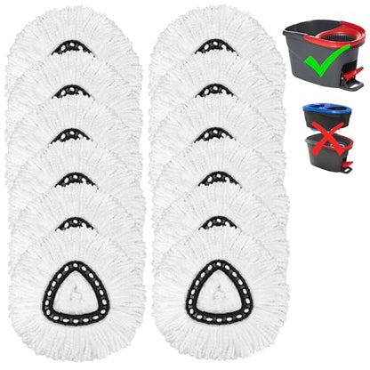 Tidy Monster 12 Pack Reusable Microfiber Mop Head Refill for Standard Universal Spin Mop, Anti-abrasive, No Scratch, Round Shape, Standard Size, White, Sealed Hard Floors - size: 12 Pack