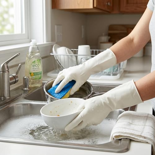 15mil Heavy Duty Reusable Nitrile Cleaning Gloves, 6 Pairs, L | 15mil Thick, 13in Long Cuff, Non PFAS, Food Safe, Chemical Resistant, Non-Slip Grip, Latex Free