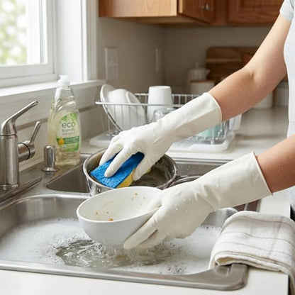 15mil Heavy Duty Reusable Nitrile Cleaning Gloves, 6 Pairs, L | 15mil Thick, 13in Long Cuff, Non PFAS, Food Safe, Chemical Resistant, Non-Slip Grip, Latex Free