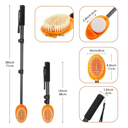 Foot Scrubber with Pumice Stone, 3 in 1 Adjustable Aluminum Tube 15”-28” Shower feet Dead Skin Remover, Foot Cleaning Brush for Seniors,Elderly, Disabled Men and Women
