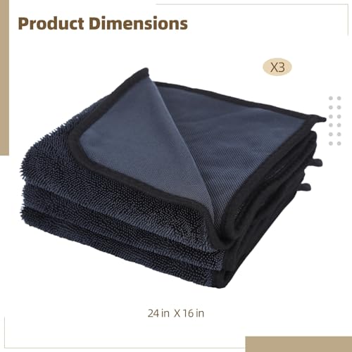 Shiny Wipes Shower Cleaning Cloth - 3 Pack 16 x 24 inch Ultra Absorbent Car Drying Towel, Shiny Wipes Drying Towel Microfiber Cleaning Cloth for Car, Bath & Househood - size: 16*24in