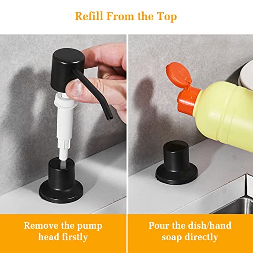 Soap Dispenser for Kitchen Sink, Built in Sink Soap Dispenser Lotion Dispenser with 17 OZ Bottle, Refill from The Top Bar Sink Soap Dispenser, Black (1 Pack) - color: Black 01, size: Comes with 17 OZ Bottle