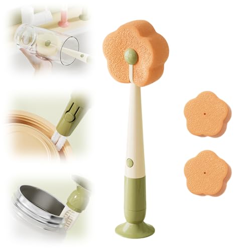 360° Flexible Silicone Bottle Brush with Long Handle, 2026 New Soft Bristle Cup Cleaner Brush, Flexible Water Bottle Cleaning Brush for Narrow Neck Bottles, Water Bottles, Baby Bottles (Orange) - color: Orange