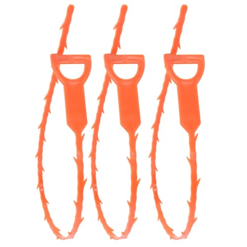 3 Pack 20 Inch Drain Clog Remover Snakes, Hair Cleaning Tool Effective Drain Snake Auger Tool for Sink, Shower, Bathtub, and Toilet(Orange) - color: Orange