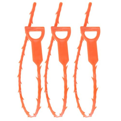 3 Pack 20 Inch Drain Clog Remover Snakes, Hair Cleaning Tool Effective Drain Snake Auger Tool for Sink, Shower, Bathtub, and Toilet(Orange) - color: Orange