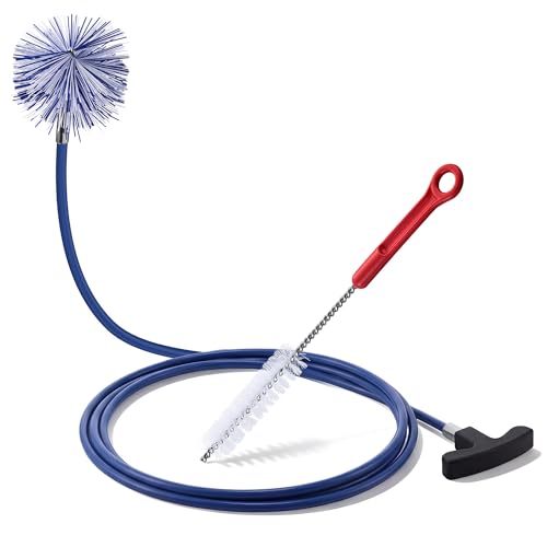 Dreyoo Pellet Stove Cleaning Brush Kit, 10 FT Flexible Steel Rod with 4" Brush Head, T Handle, Multi Purpose Flue Detail Cleaner, Nylon Stove Flue Pipe Kit for Pellet Furnace Exhaust Pipes - size: 10FT with 4" Brush Head