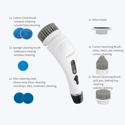 Electric Spin Scrubber Full-Body IPX7 Waterproof Cordless Bathroom Cleaning Brush with Power LCD Display and 8 Brush Heads - size: Normal