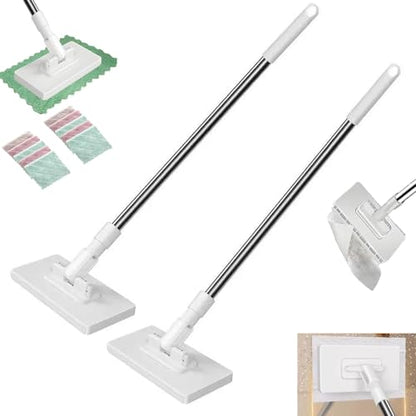 Convenient Cloth Changing Mini Mop, Zero Touch Snap Grip Mini Mop with Cleaning Cloth*5, Hands-Free Clip Design, Wet & Dry Dust Mops for Floors, Walls & Tight Spaces, 39 Inch(2pcs) - color: 2pcs